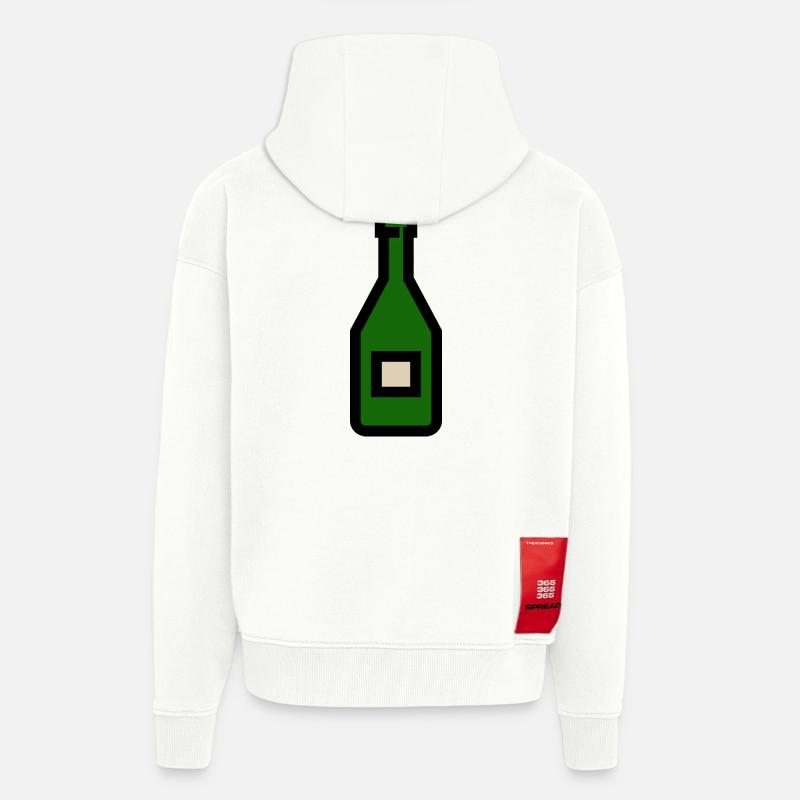 Bouteille de vin, bouteille de - Veste à capuche bio épaisse oversize fabriqué en UE - OFF WHITE