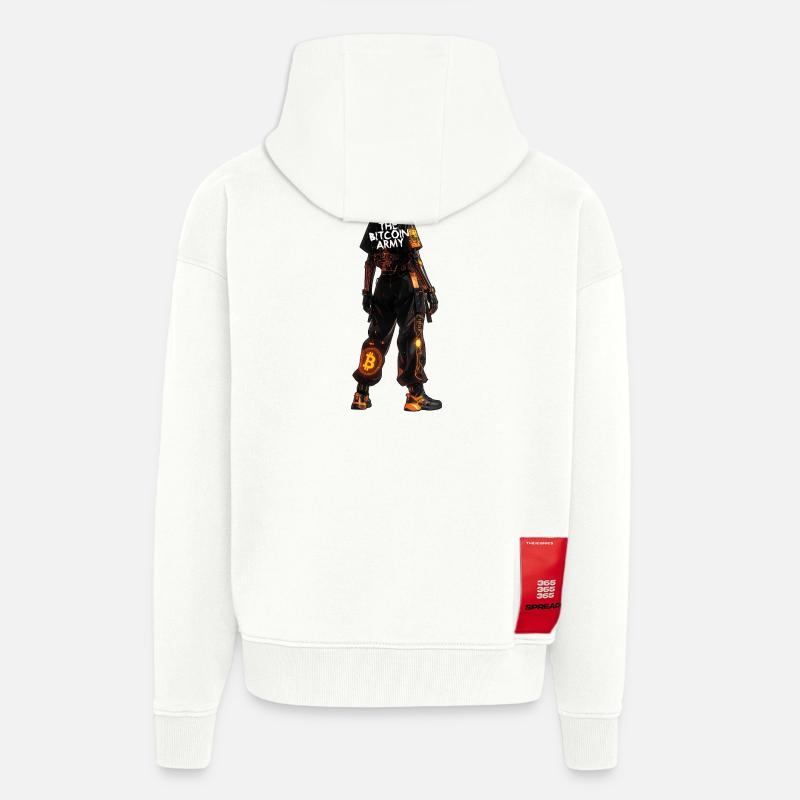 Bitcoin Bazooka - L’Armée Bitcoin - Samurai 02 - Veste à capuche bio épaisse oversize fabriqué en UE - OFF WHITE