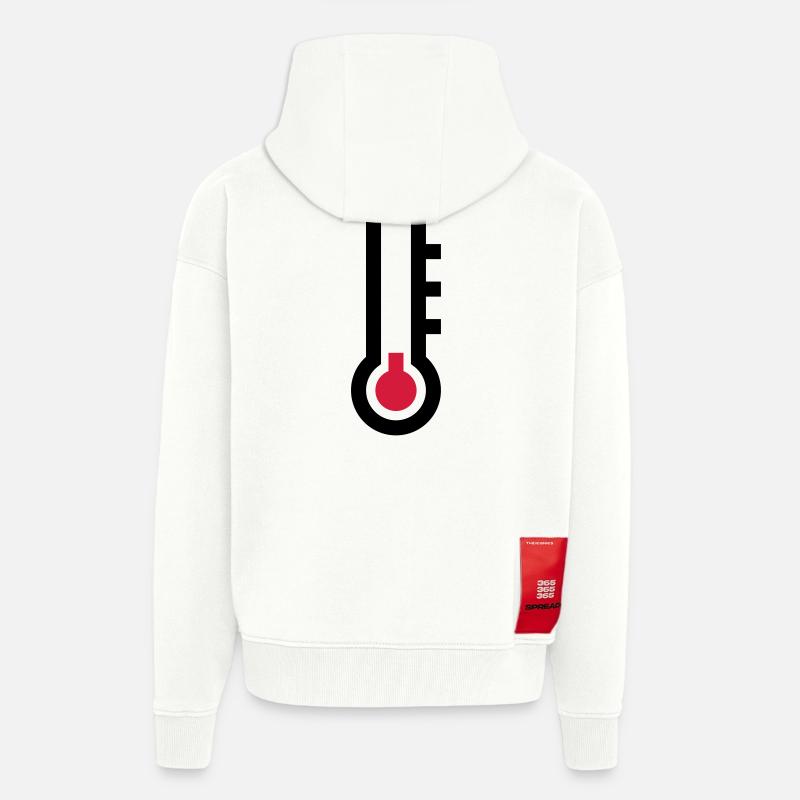 Icône d'icône de température du thermostat - Veste à capuche bio épaisse oversize fabriqué en UE - OFF WHITE