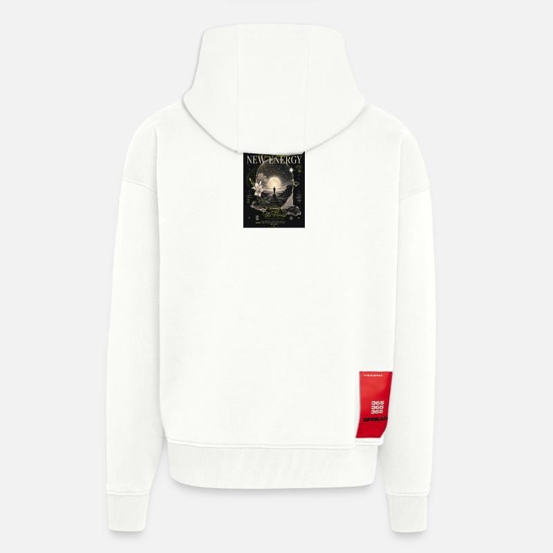 Bonne heure : nouvelle énergie - Veste à capuche bio épaisse oversize fabriqué en UE - OFF WHITE