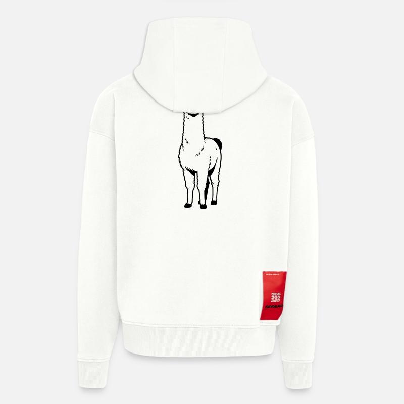 Llama Beanie - Zip Hoodie - made by SPREAD - OFF WHITE