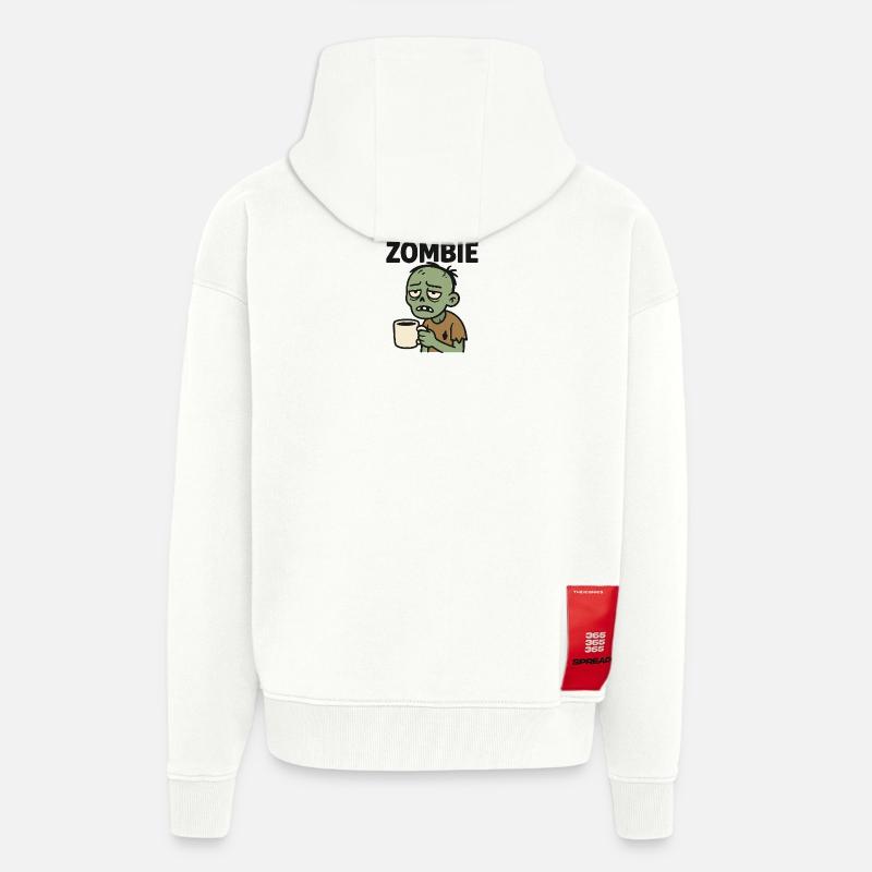 Zombie du café - Veste à capuche bio épaisse oversize fabriqué en UE - OFF WHITE