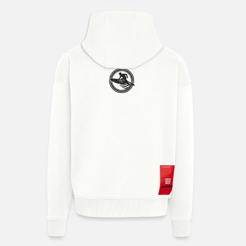 Silhouette de surfeur sur la vague - Veste à capuche bio épaisse oversize fabriqué en UE - OFF WHITE