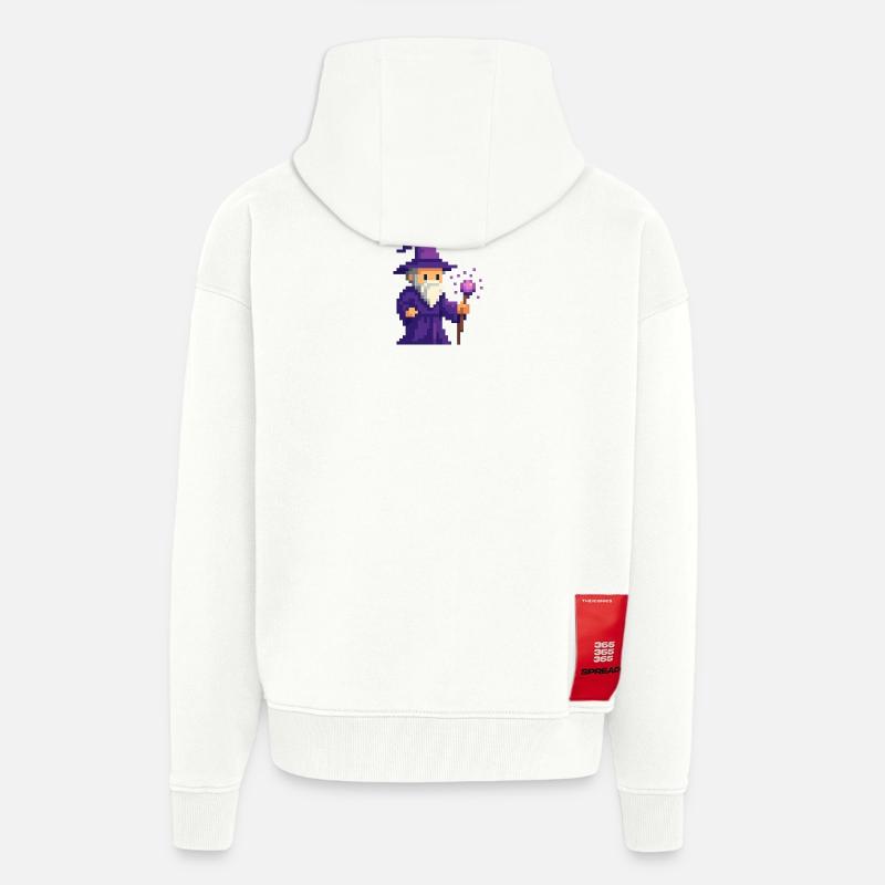Pixel wizard dans le scintillement violet - Veste à capuche bio épaisse oversize fabriqué en UE - OFF WHITE