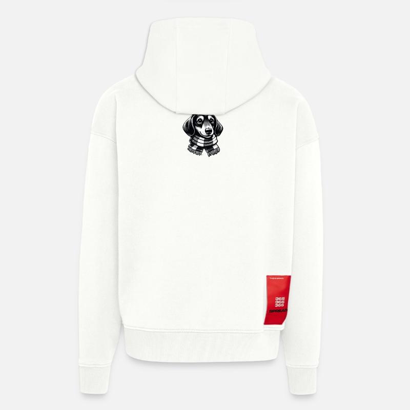 Dackel mit Schal - Zip Hoodie - made by SPREAD - OFF WHITE