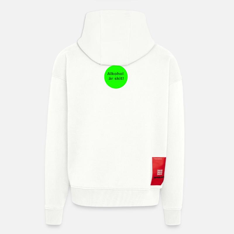 L’alcool, c’est nul (cercle vert) - Veste à capuche bio épaisse oversize fabriqué en UE - OFF WHITE
