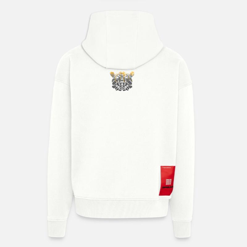 Geometric bear Mosaic with Gold Drips - Zip Hoodie - made by SPREAD - OFF WHITE