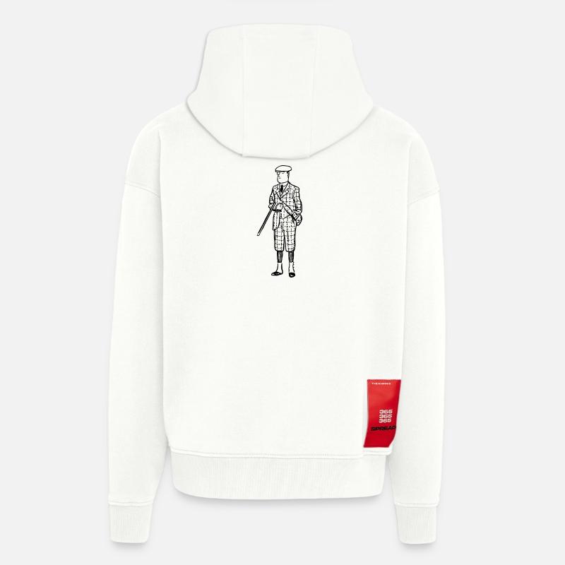 Chasseur classique, idée cadeau - Veste à capuche bio épaisse oversize fabriqué en UE - OFF WHITE
