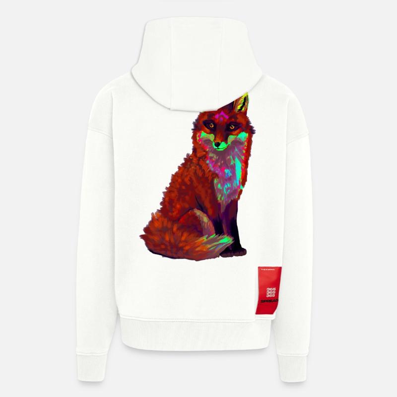 red fox - Zip Hoodie - made by SPREAD - OFF WHITE