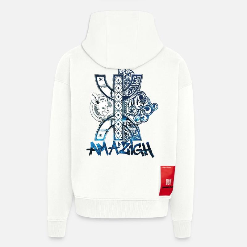 Amazigh - Veste à capuche bio épaisse oversize fabriqué en UE - OFF WHITE