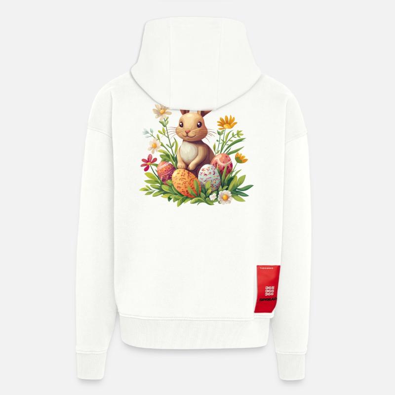 Påskehare - Heavyweight oversized organic hættejakke made in EU - OFF WHITE