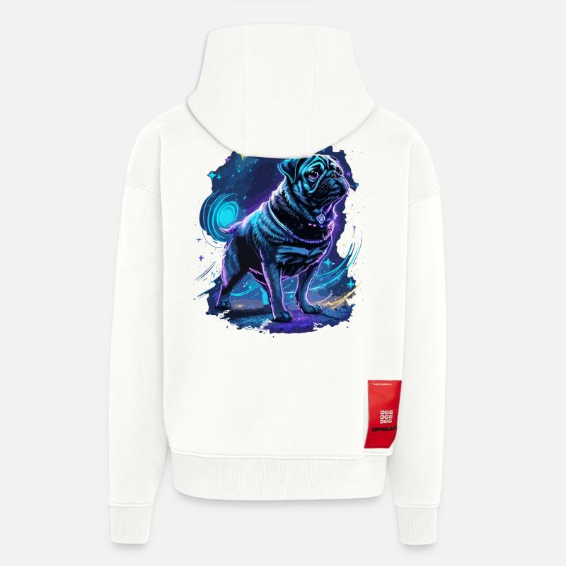 Mops Mitternachtszauber - Zip Hoodie - made by SPREAD - OFF WHITE