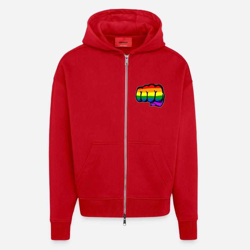 Hand Faust Regenbogenflagge - Zip Hoodie - made by SPREAD - Rot