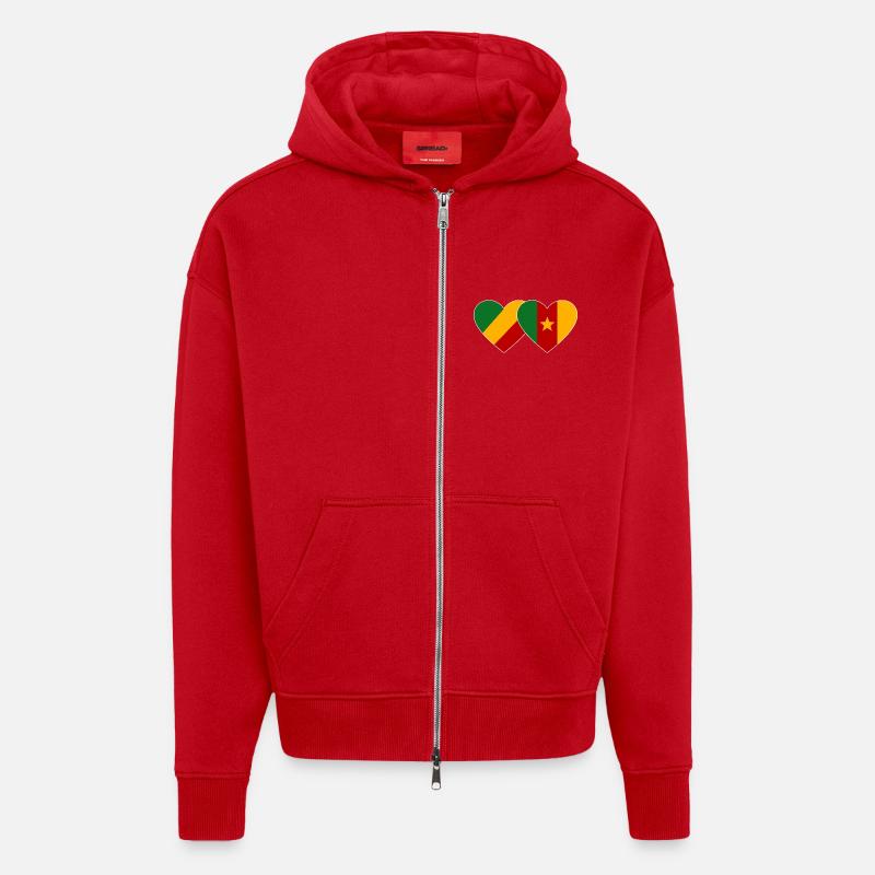 Congo Cameroon Flag - Zip Hoodie - made by SPREAD - red