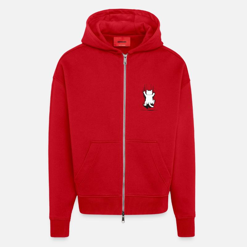 Cat Scratch Catlove Funny Animals - Zip Hoodie - made by SPREAD - red