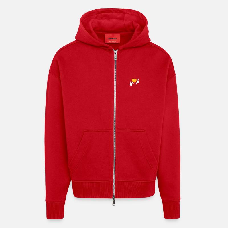 Appelez-moi / call me (1c) - Veste à capuche bio épaisse oversize fabriqué en UE - rouge