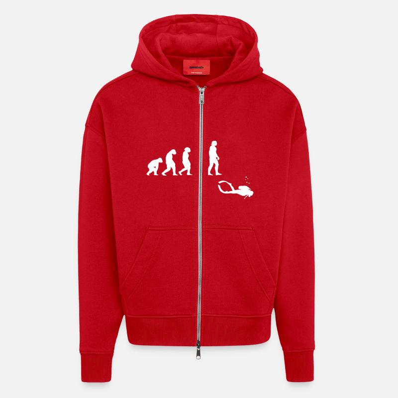 Evolution Tauchen mit Gerät - Zip Hoodie - made by SPREAD - Rot