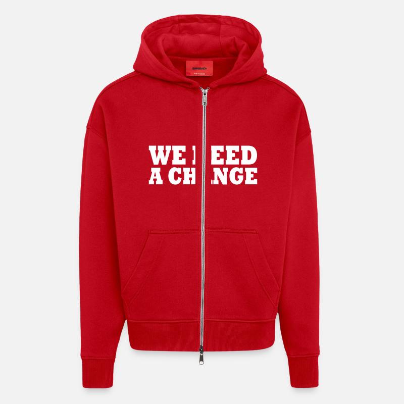 We need a change - Veste à capuche bio épaisse oversize fabriqué en UE - rouge