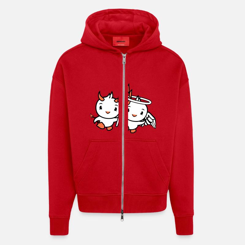 Birds Angel Sky Devil Horns Satan Hell Evil - Zip Hoodie - made by SPREAD - red