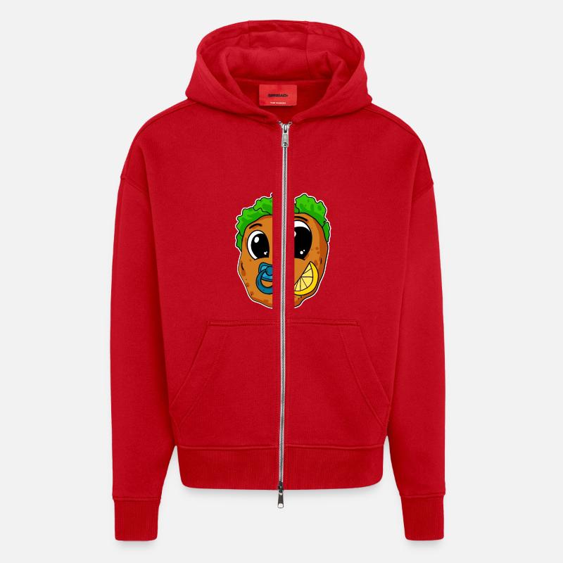 Bébé Schnitzel - Veste à capuche bio épaisse oversize fabriqué en UE - rouge