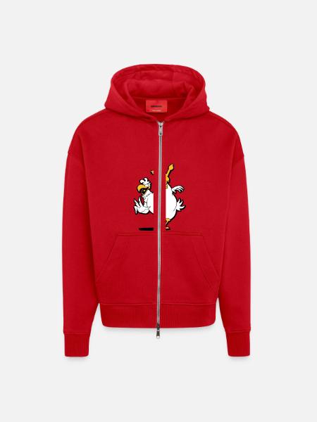 kung_fu_chicken - Zip Hoodie - made by SPREAD - red