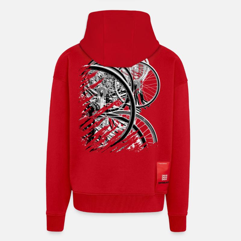 Radball | Cycle Ball Break 2 - Veste à capuche bio épaisse oversize fabriqué en UE - rouge