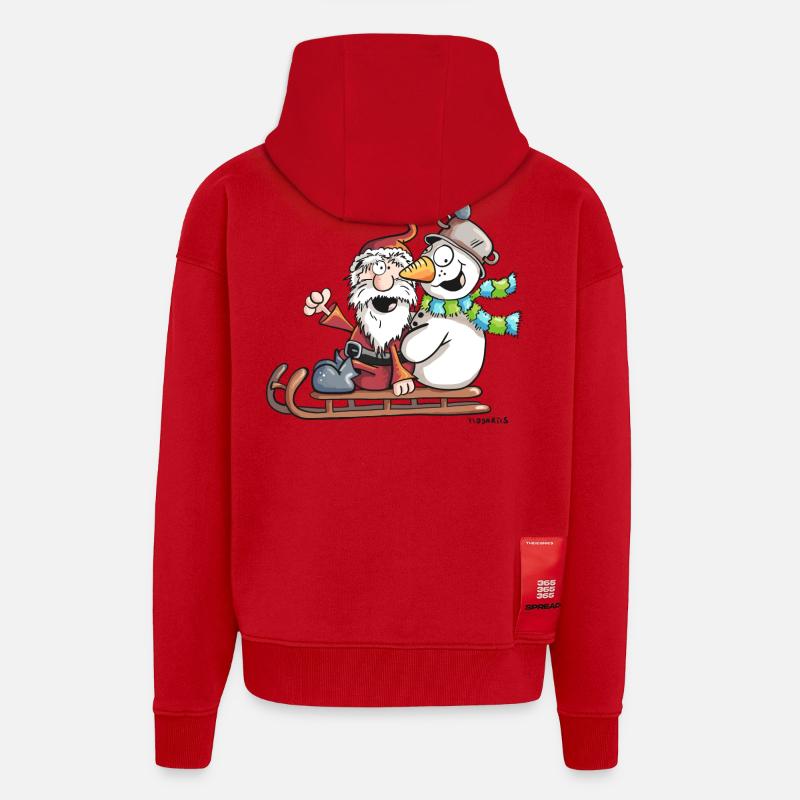 Christmas Schlittenfahrt - Weihnachtsmann - Comic - Zip Hoodie - made by SPREAD - Rot
