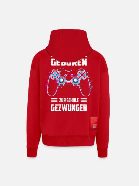 Zum Zocken Geboren, zur Schule Gezwungen - Zip Hoodie - made by SPREAD - Rot