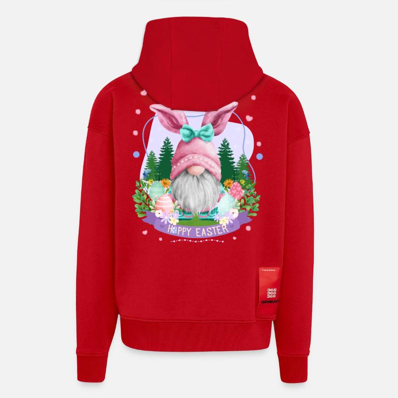 Hoppy Gnome Easter - Easter Gift Idea - Zip Hoodie - made by SPREAD - Rot