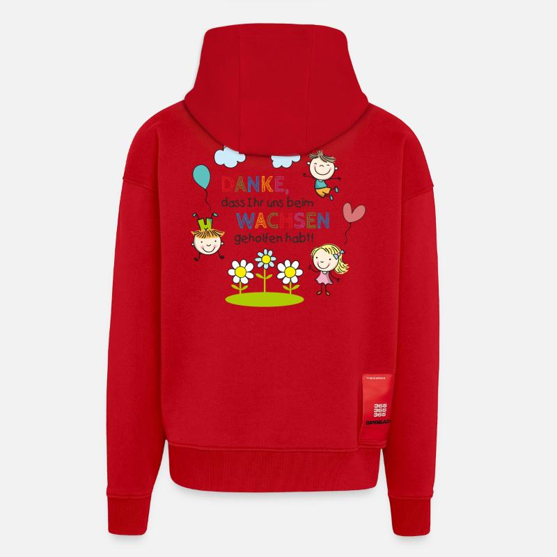 Spruch Abschied | Kinder - Regenbogen - Blumen - Zip Hoodie - made by SPREAD - Rot