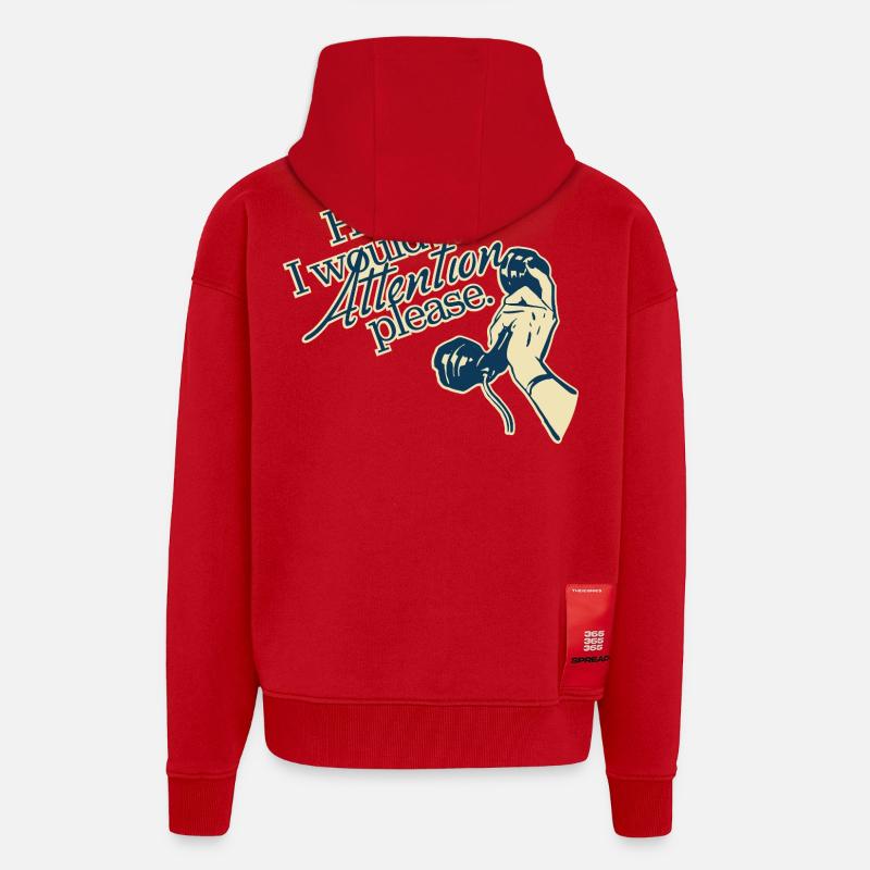Hello, I Need Attention – Retro Statement - Zip Hoodie - made by SPREAD - Rot