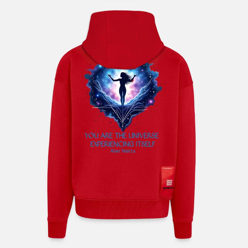 Femme Mystique | Alan Watts Citation Conception - Veste à capuche bio épaisse oversize fabriqué en UE - rouge