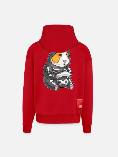 Cochon d’Inde Halloween Gamer - Veste à capuche bio épaisse oversize fabriqué en UE - rouge