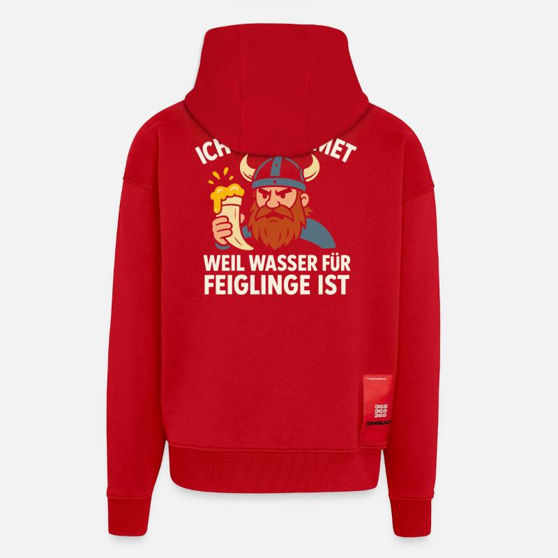 Je bois de l’hydromel - Veste à capuche bio épaisse oversize fabriqué en UE - rouge