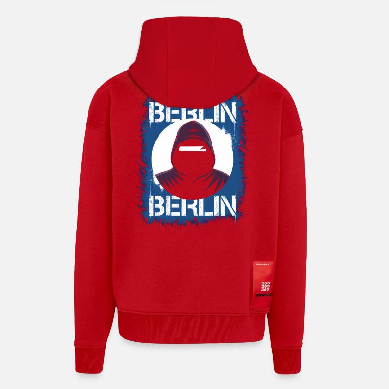 Sweat à capuche style graffiti Berlin - Veste à capuche bio épaisse oversize fabriqué en UE - rouge