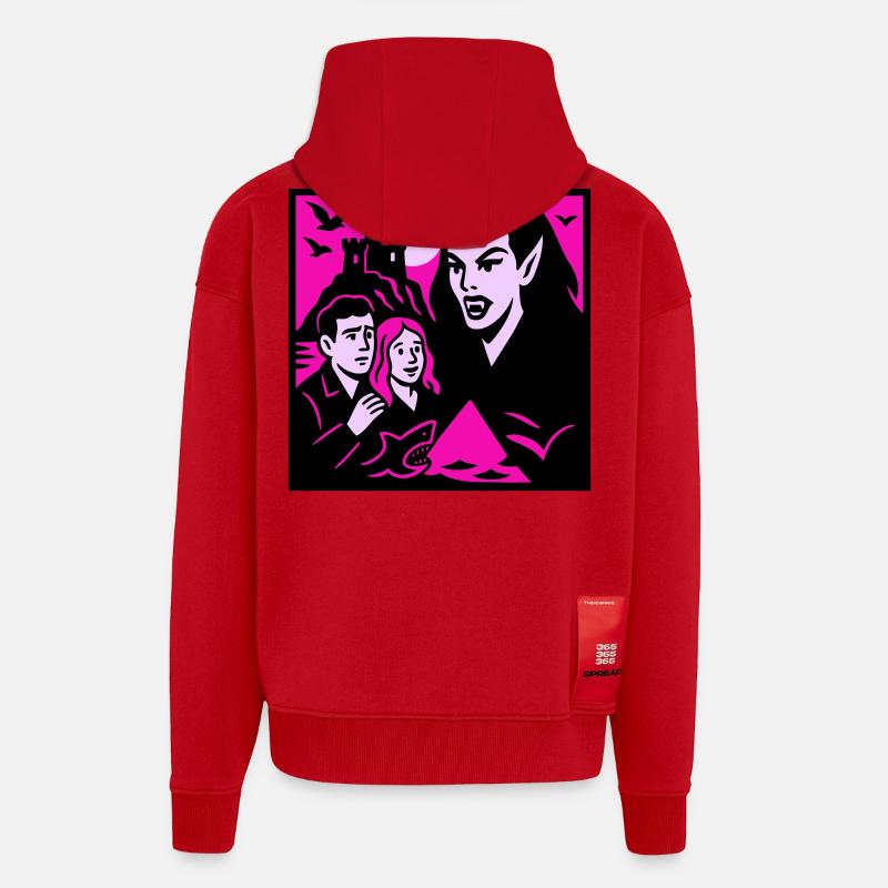 Comtesse vampire - Veste à capuche bio épaisse oversize fabriqué en UE - rouge