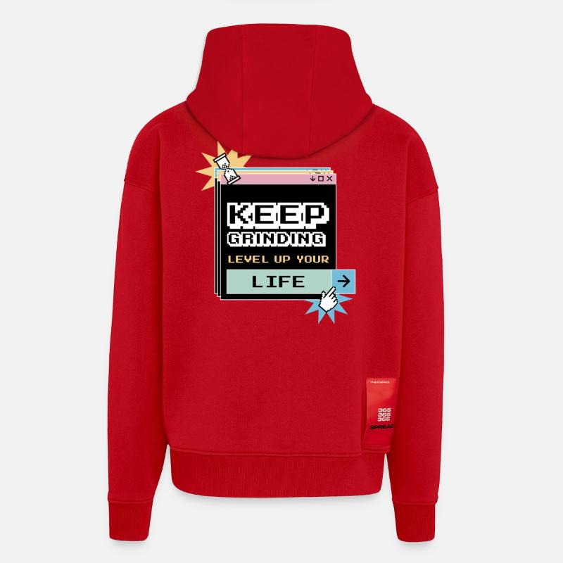 Keep Grinding Daily Motivation Perseverance - Zip Hoodie - made by SPREAD - red