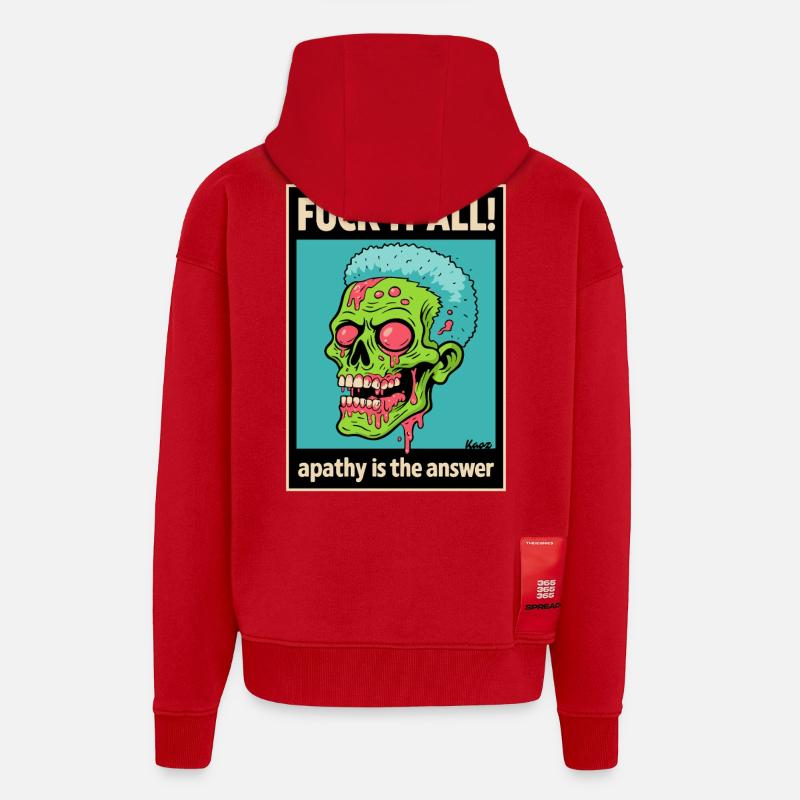Zombie Totenschädel mit mutigem Statement - Zip Hoodie - made by SPREAD - Rot