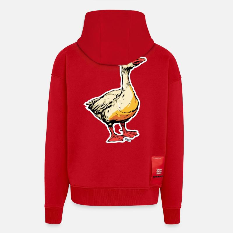 Comic Gans mit Schnabel - Zip Hoodie - made by SPREAD - Rot