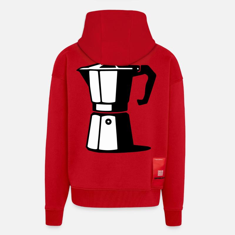 Cafetière à expresso - Veste à capuche bio épaisse oversize fabriqué en UE - rouge