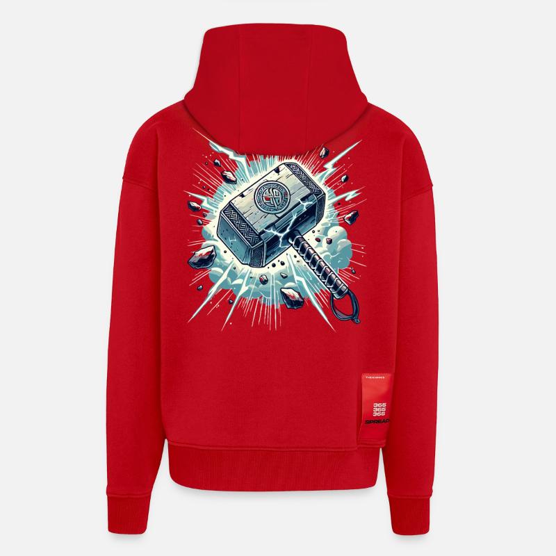 Mjölnir Kraftschlag Illustration - Zip Hoodie - made by SPREAD - Rot