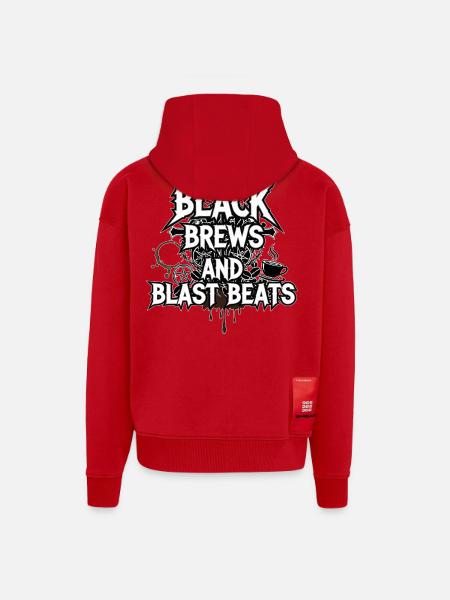 Black Brews and Blast Beats - Zip Hoodie - made by SPREAD - red