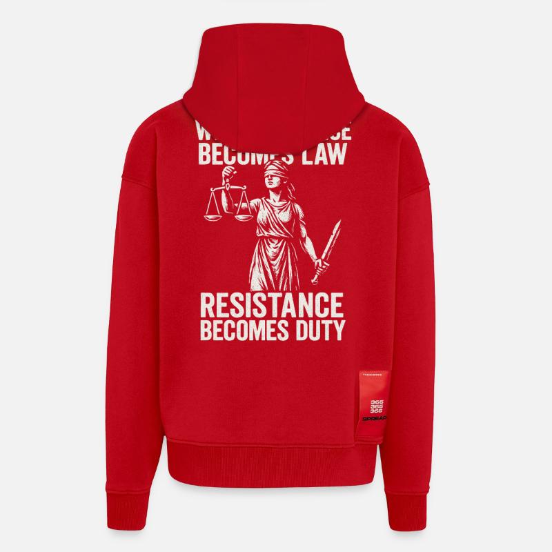 When injustice becomes right, resistance becomes - Zip Hoodie - made by SPREAD - red