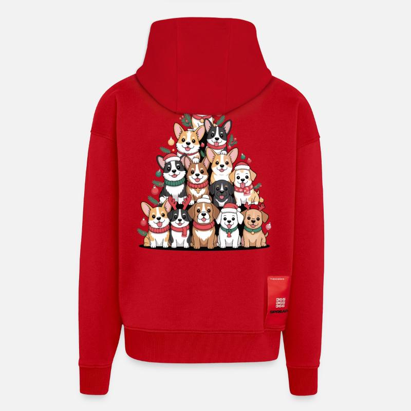 Weihnachtshunde Pyramide – Lustiger Xmas Look - Zip Hoodie - made by SPREAD - Rot