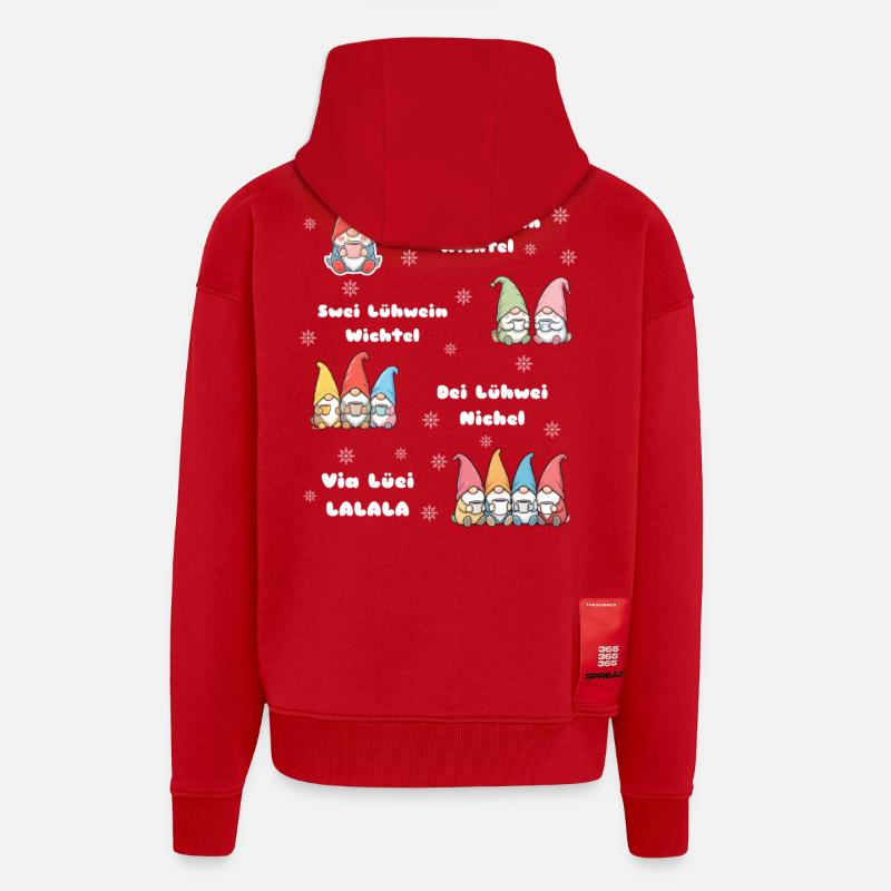 Gnome de Noël Vin chaud - Veste à capuche bio épaisse oversize fabriqué en UE - rouge
