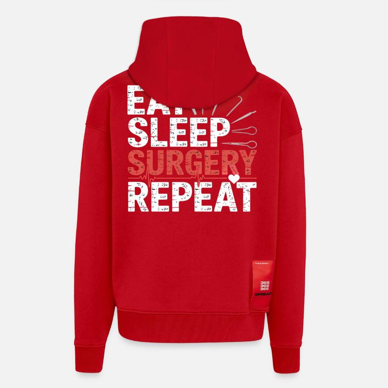 Manger Chirurgie du sommeil Répéter - Veste à capuche bio épaisse oversize fabriqué en UE - rouge