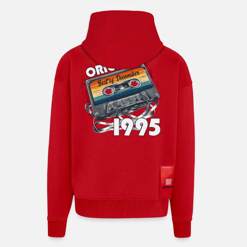 Cassette du 30e anniversaire décembre 1995 - Veste à capuche bio épaisse oversize fabriqué en UE - rouge