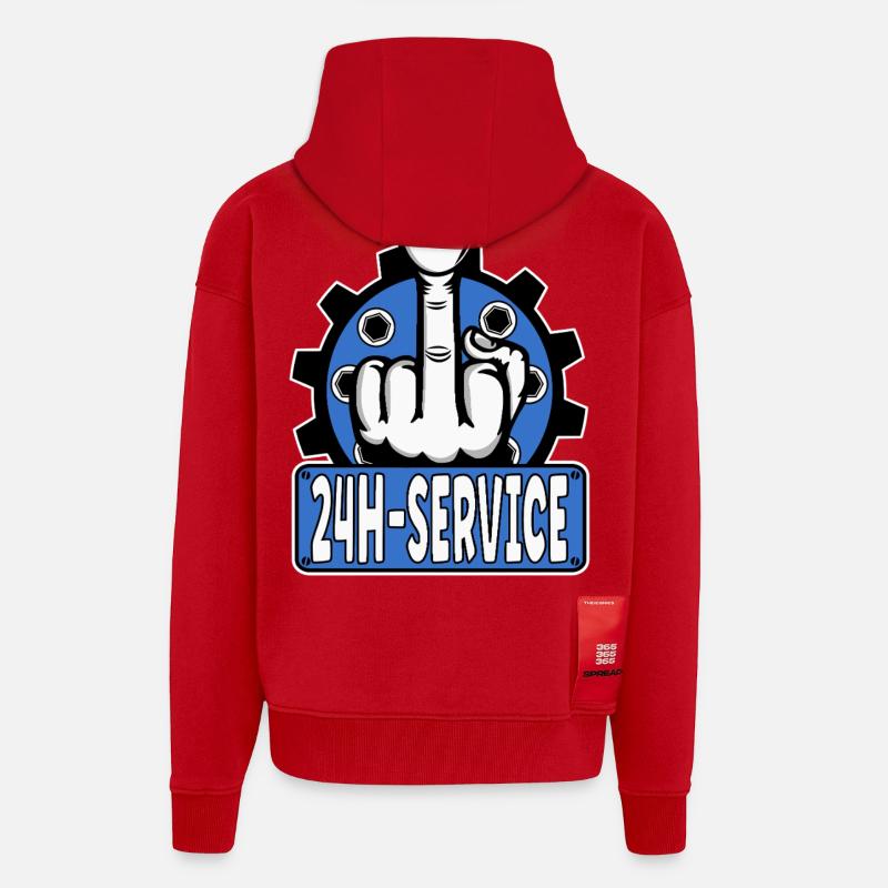 Mittelfinger Stinkerfinger 24h Service Design Blau - Zip Hoodie - made by SPREAD - Rot