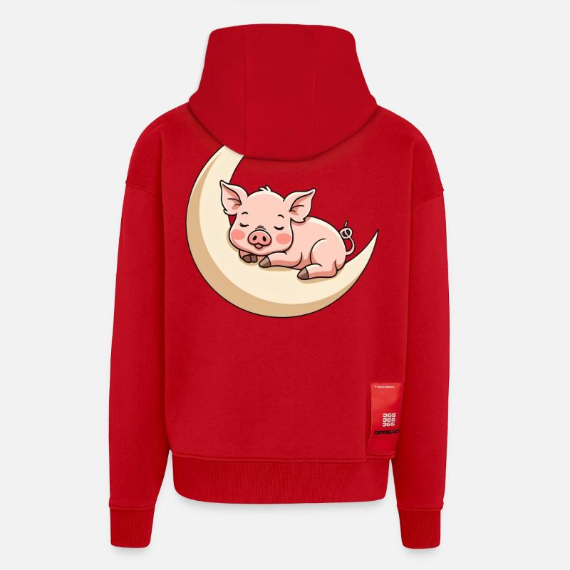 Mondschlaf Schweinchen - Zip Hoodie - made by SPREAD - Rot