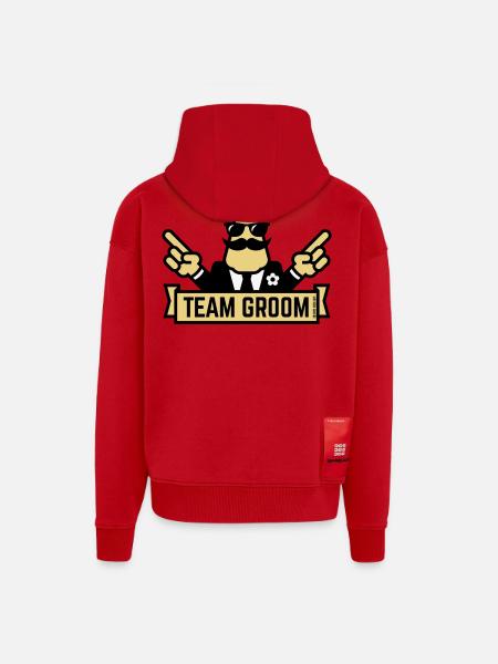 Team Groom (Pointing Stag Night Bachelor Party 3C) - Zip Hoodie - made by SPREAD - red